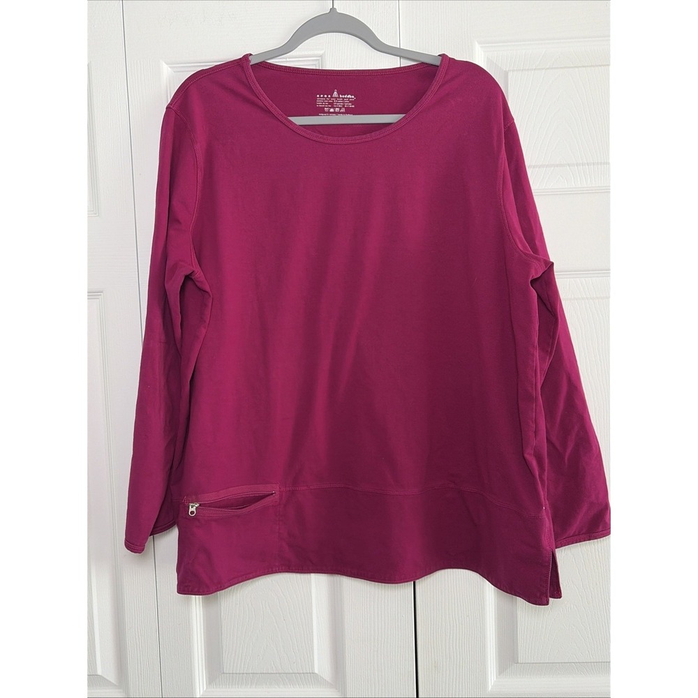 Neon Buddha Nirvana Tunic Womens Size 1X Magenta Zipper Pocket Cotton Stretch